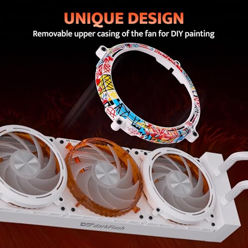 Image of darkFlash DE360 All-in-one Liquid CPU Cooler, 2.88 inch LCD Screen with 480 * 480 Resolution, ARGB Sync, PWM Fans 360mm Radiator, CPU PC Aio Cooler Compatible with Intel 1851 /1700, AMD AM4 /AM5 (White)