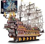 Mould King Large Pirates Ship Model Building Blocks Kits, MOC Dutchman Building Block Pirate Ship Construction Set to Build, Toys Gift for Age 14+/Adult Collections Enthusiasts (4364+Pieces)