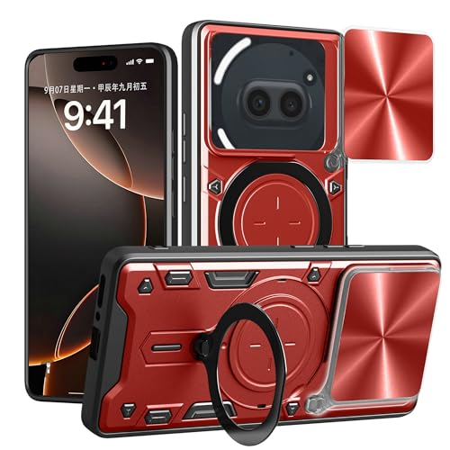 Lucyliy Compatible with Nothing Phone 2A Phone Case Cover [with Tempered Glass Screen Protector] red