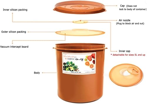 Miniatura 4 de Contenedor de fermentación probiótica premium Kimchi con tapa interior de vacío redondo (11.8 gal 45L)