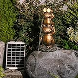 Water Fountain Outdoor with Solar Frog Eye/Electric Pump, Funny Frog Statue Water Feature Waterfall Outdoor Fountain for Garden, Pool, Patio, Porch