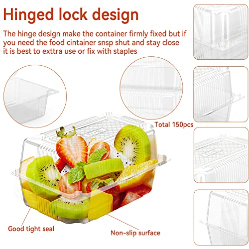 Mfdsj 200 Pieces Clear Hoagie Container, Plastic Hinged Food Container, Disposable Clamshell Take Out Food Containers For Salads, Hamburger, Fruit, Cake, Cookie #TOP2