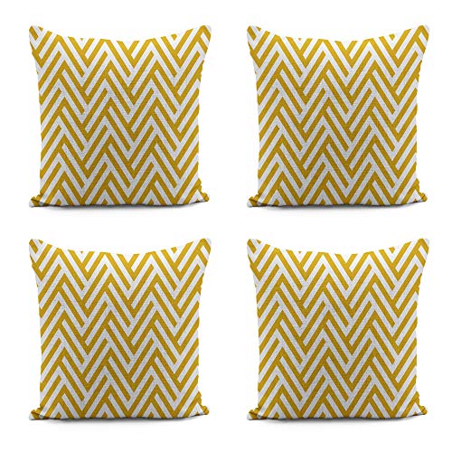 Adam Home Nouveau 3D Elegant de 4 Paquets Maze Conception de couvertures de Coussin Accueil, Bureau, canap Decor - Moutarde - 65x65cm