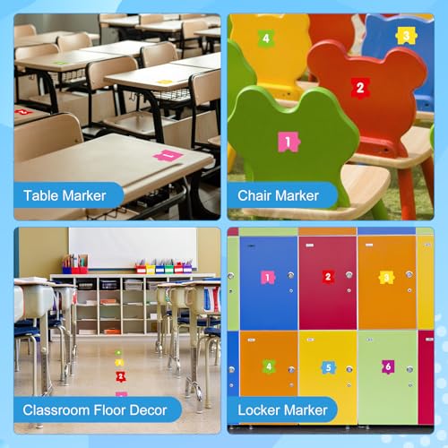 D4DREAM Line up Spots for Classroom Floor - 48Pcs 4'' Floor Numbers for Classroom Lining up Waterproof Puzzles Number Stickers for Kindergarten Preschool Elementary Back to School Teacher Supplies — view 6