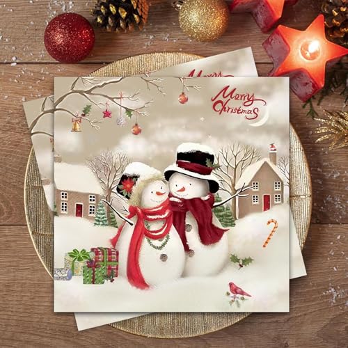 Wentsent 40 servilletas navideñas, servilletas de Navidad con muñeco de nieve, servilletas de Navidad, servilletas decorativas para mesa, árbol de Navidad de invierno, 3 capas