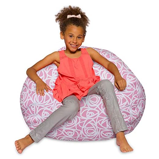Posh Creations Bean Bag Chair for Kids, Teens, and Adults Includes Removable and Machine Washable Cover, Canvas Roses Pink, 38in - Large