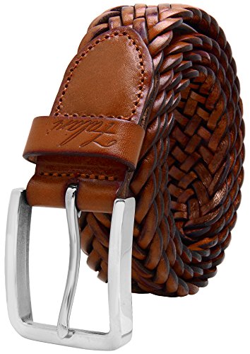 Falari Men's Braided Belt Light Brown 34-36 9007-LBN-M