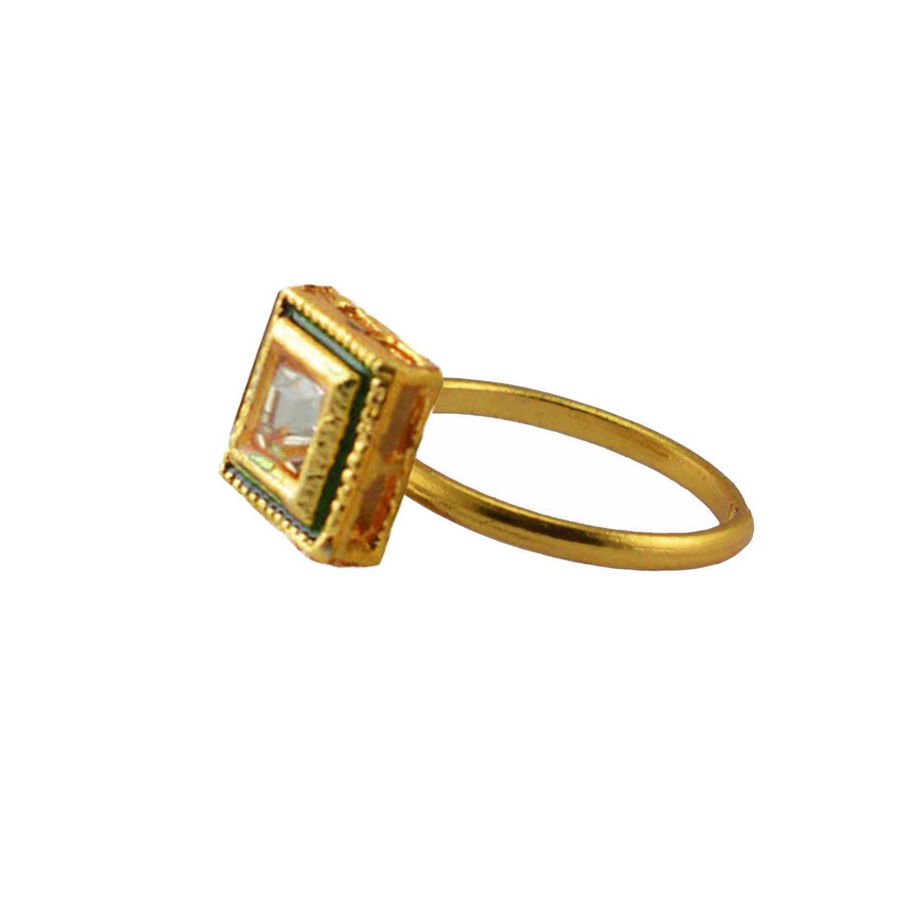 Brass Ring with Stone Studs