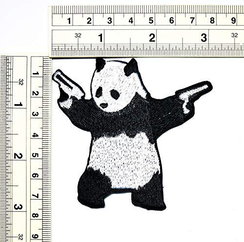 Umama Patch Set Of 3 Japanese Panda Embroidery Patch Cute Panda With Gun Cowboy Sticker Cartoon Iron On Applique Patches Craft Diy Clothes Jeans T-Shirt Hat Backpacks #TOP1