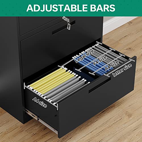 Letaya File Cabinet For Home Office,Metal Lateral Filing Storage Cabinets With Lock Drawer And Adjust Shelves-Hang Legal/Letter/A4/F4 Size (Black) #TOP6