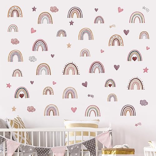 decalmile Boho Rainbow Wall Decals Watercolor Rainbow Polka Wall Stickers Baby Nursery Girls Room Bedroom Wall Decor 4 51InYz960VL. AC