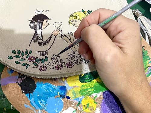 Arte Lisanti Sac en cuir peint à la main – DOUX AMOUREUX… HOMMAGE À PEYNET – en bandoulière, idée cadeau, artisanat italien, Made in Italy, cuir véritable, tote bag, élégant de haute qualité, Arte – vue 7
