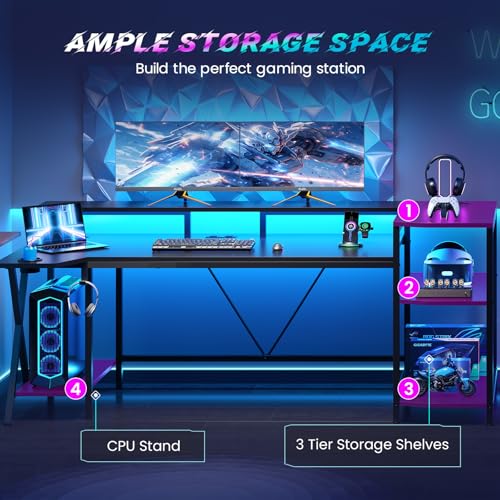 Sedeta Gaming Desk 70.8-inch Black thumbnail 9