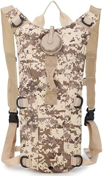 Tactical Hydration Backpack with Water Bladder, Military Style, 3L Capacity, Adjustable Straps, Multiple Colors Available