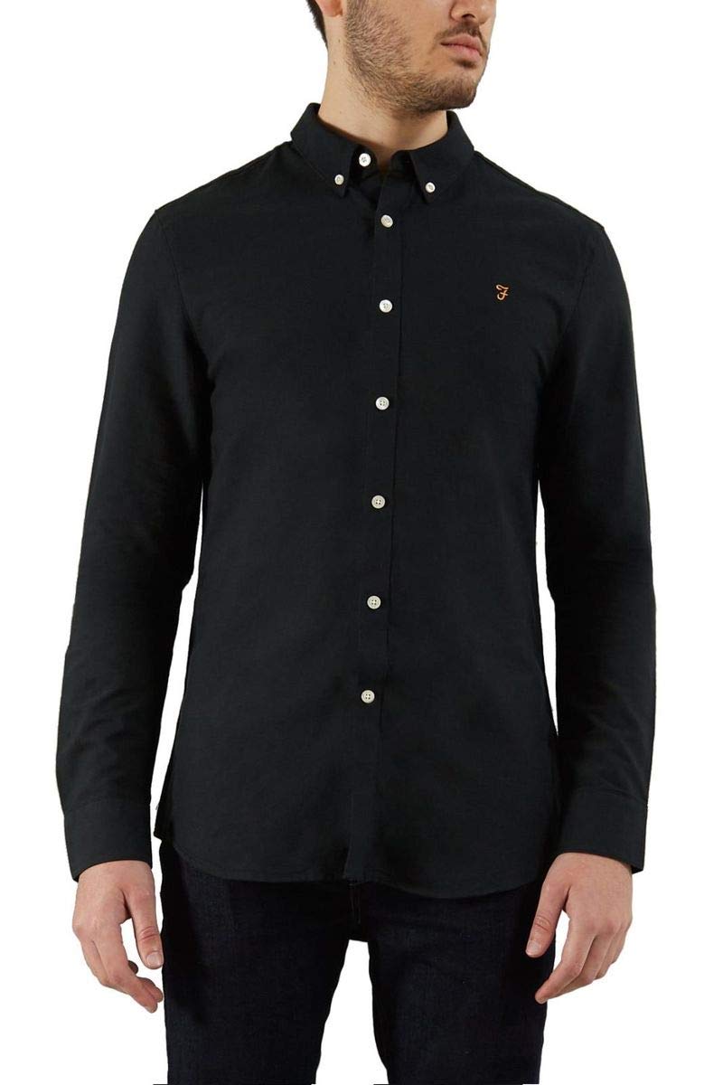 Farah Brewer Slim Fit Oxford Shirt in Black