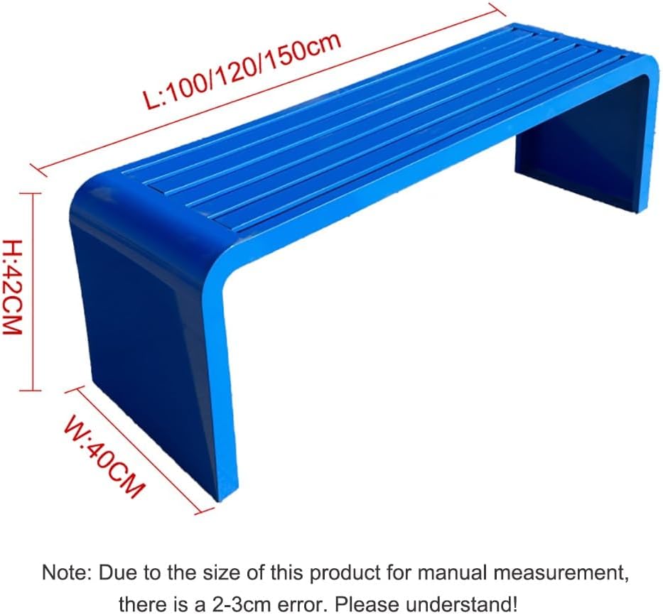 Steel Frame Outdoor Bench, Outdoor Garden Backless Bench,Outdoor Benches Weatherproof,Backless Patio Garden Bench for Porch Entryway Lawn Decor Deck(Pink,100X40X45cm)