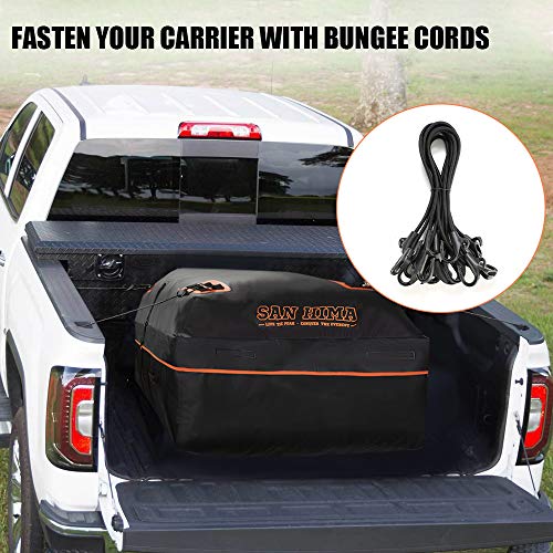 SANHIMA Rooftop Cargo Carrier Bag - 20 Cubic Feet Waterproof Cargo Carrier with Anti-Slip Mat + 2 Reinforced Straps + 4 Bungee Cords + 6 Door Hooks for All Vehicle with/ Without Rack & Truck Bed