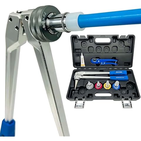 IBOSAD Manual PEX Pipe Expander Tool Kit with 3/8",1/2",3/4",1" Expansion Heads suit for Propex Expansion Meets ASTM F1960 Standard PEX Coupling Fitting Radiant Heat Cover