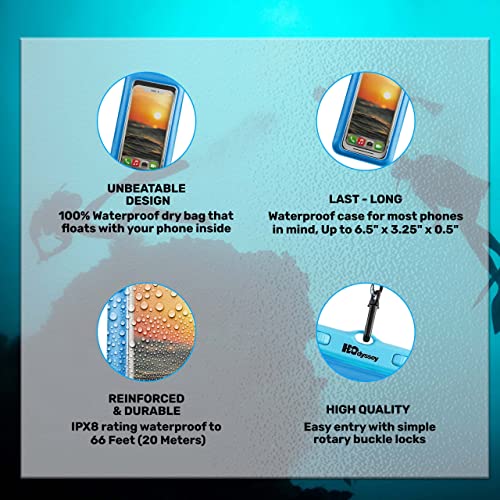 H2ODYSSEY Waterproof Phone Case and Lanyard - Excellent Waterproof Protection - Floats in The Water Blue