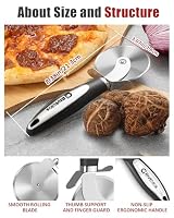 Blvtoios Premium Pizza Cutter, Multi-Purpose Stainless Steel Pizza Cutter Wheel with Non-Slip Soft Touch Handle, Perfect for Cutting Pizza, Dough and Pastry, Dishwasher Safe — image 5
