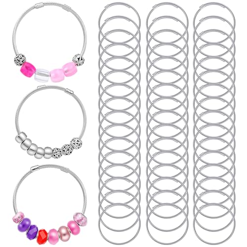 48 Pcs Snake Charm Bracelet Bulk, Snake Expandable Bracelets, Stainless Steel Silver Snake Charm Bracelet Expandable for Women DIY Jewelry Making Supplies