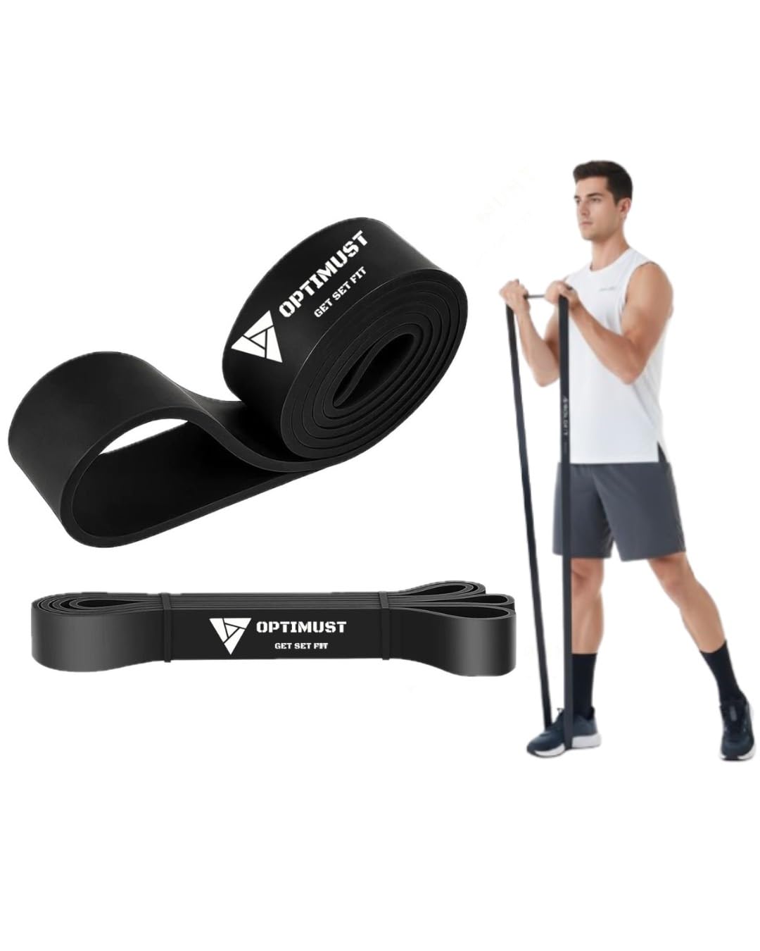 OPTIMUST Heavy Resistance Band for Pull-Ups [50kg] – Workout Bands for Home Gym, Assisted Pull Up Band for Strength Training, Powerlifting, Muscle Building & Fitness Exercise for Men and Women.-image-34