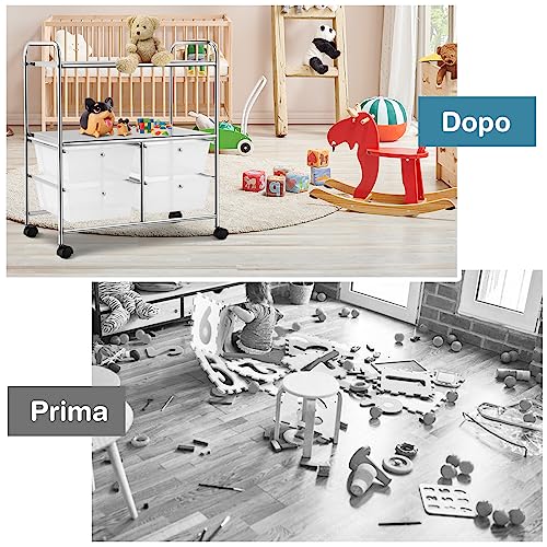 COSTWAY Carrello con 4 Cassetti e 2 Ripiani