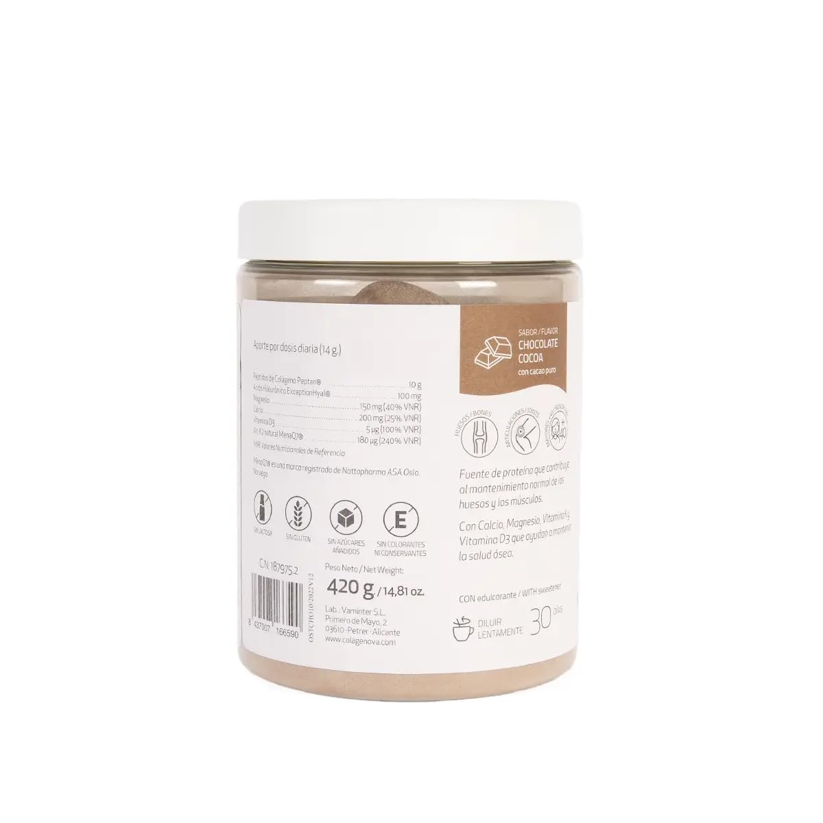 COLAGENOVA OSTEOFORTE Café Marine+ Colágeno Marino Peptan® Calcio Coral Magnesio Ácido Hialurónico Vitamina K2 D3 Articulaciones Huesos Movilidad 315 g
