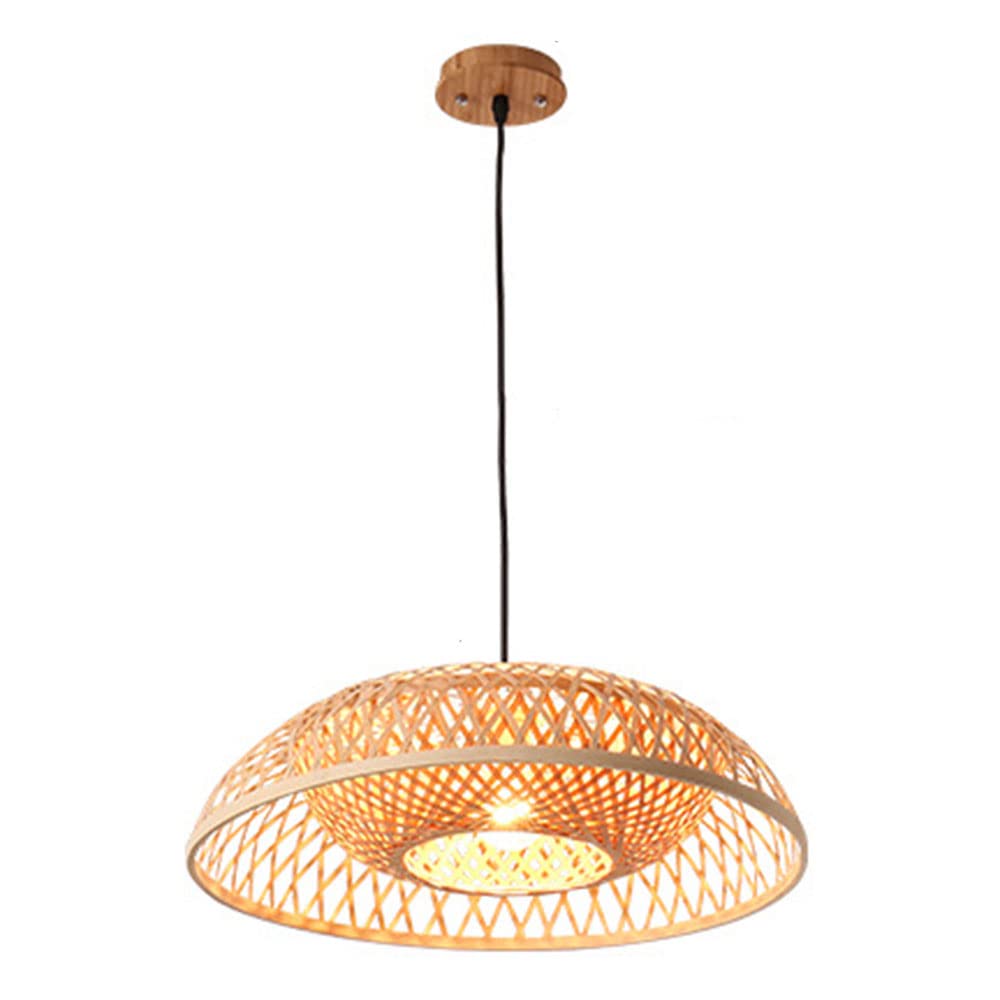 OZBMA Natural Hanging Lamp for Restaurant Wicker Pendant Light with Hand Woven Southeast Asia Style Bamboo Shade Dining Room Kitchen Foyer Industrial Chandelier Lights (size_name A)