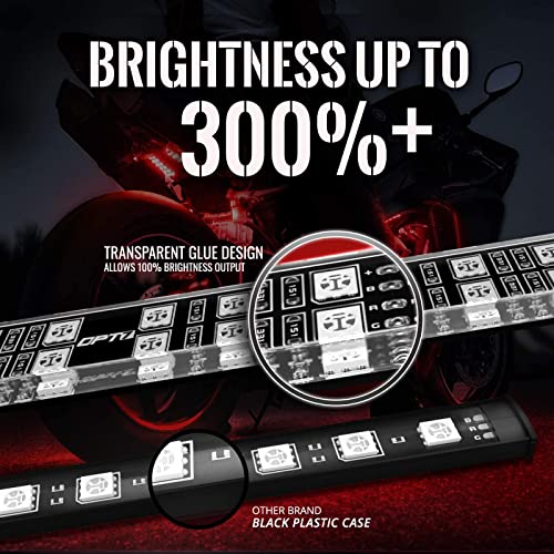 Opt7 Aura Motorcycle Led Accent Lighting Kit, Rgb Multi-Color Lights Kit With Remote, Motorcycle Lights Underglow Strips Accessories With Switch For Sportsbike Cruisers, 10Pc Double Row #TOP2