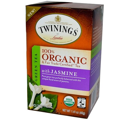 Twinings of London Organic and Fair Trade Certified Jasmine Green Tea Bags, 20 Count (Pack of 1)