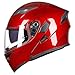 ILM Motorcycle Dual Visor Flip up Modular Full Face Helmet DOT with 6 Colors Model 902 (XL, RED)