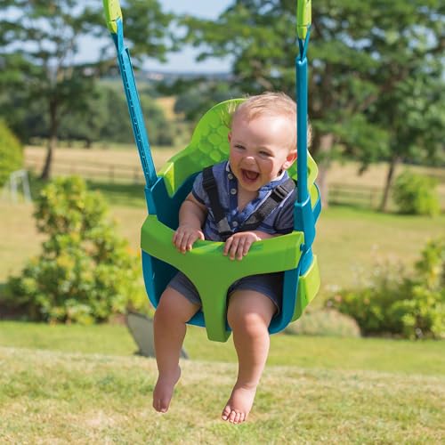 TP Toys Quadpod 4-in-1 Growable Swing Seat Green, Outdoor Playground Baby Swing Seat with Adjustable Ropes and Safety Strap, Toddler Swing for Gardens and Playgrounds, Kids 6 months - 8 years One Size - 8