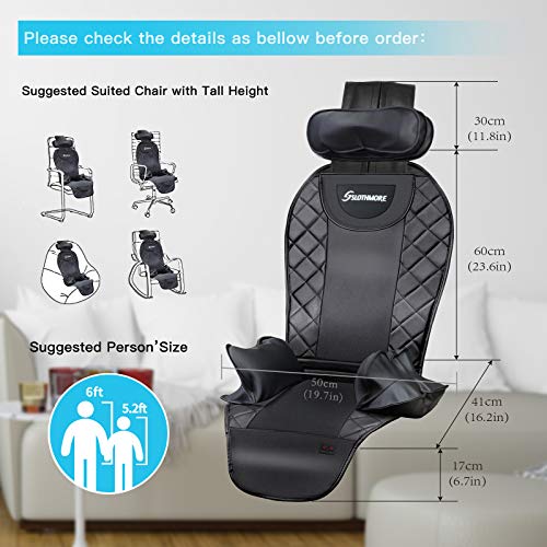 Compress-Back-Massager with Heat,Massage-Seat-Cushion for Car,Home or Office Chair Use,Massage Chair Pad Helps Relieve Stress and Fatigue for Neck,Back and Hips