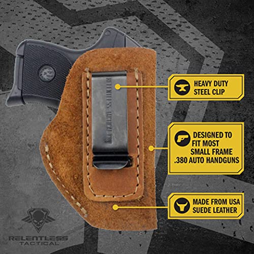 The Ultimate Suede Leather Iwb Holster Made In Usa - Left Handed - Fits Most Small 380 Handguns - Ruger Lcp, Bersa Thunder, Sig P238, S&W Bodyguard .380 And Similar #TOP1