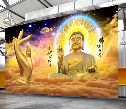 Papel Pintado Mural Fotográfico 3d Foto De Luz De Buda Del Gran Día Para Abrir El Fondo De Pantalla De Buda Dorado,3D,300x210cm