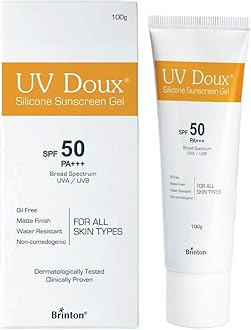 UV Doux Face & Body Sunscreen Gel With SPF 50 PA+++ | (100g) | Clinically Proven, Matte Finish, Oil Free | Water Resistant, No White Cast | UVA/UVB Protection | For All Skin Types Men & Women (100g)