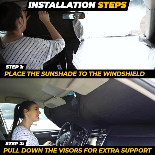 Image of Autovir Car Windshield Sun Shade, 280T Reflective Front Visor Sun Blocker