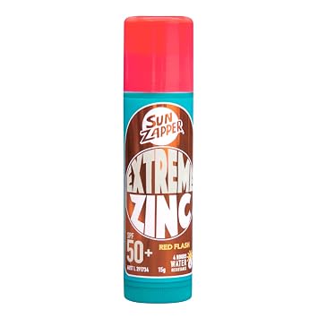 Sun Zapper Extreme Zinc Sunscreen Stick SPF 50+ Red Flash Colored Water Resistant Mineral Sunscreen for Face, Zinc Oxide Surf Sunscreen Stick for Water Sports, 15g 0.53 oz, Australian Made