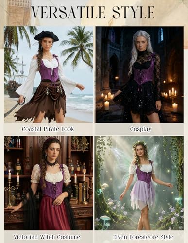 Image of Scarlet Darkness Corset Tops for Women Renaissance Underbust Corset Boned Lace Up Corsets