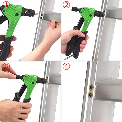 AUTOUTLET 8\" Rivet Gun Kit, Hand Riveter Set with M3 M4 M5,M6,Rivet Nut Gun Riveting Tools with 100 pcs Nut Setting System
