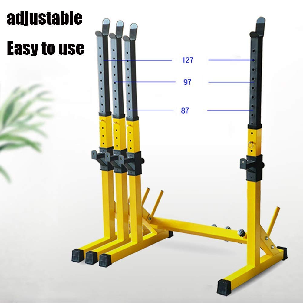Soportes multifunción para Sentadillas, Banco de Sentadillas con Barra, jaulas de Potencia Ajustables en Altura y Ancho para Gimnasio en casa.
