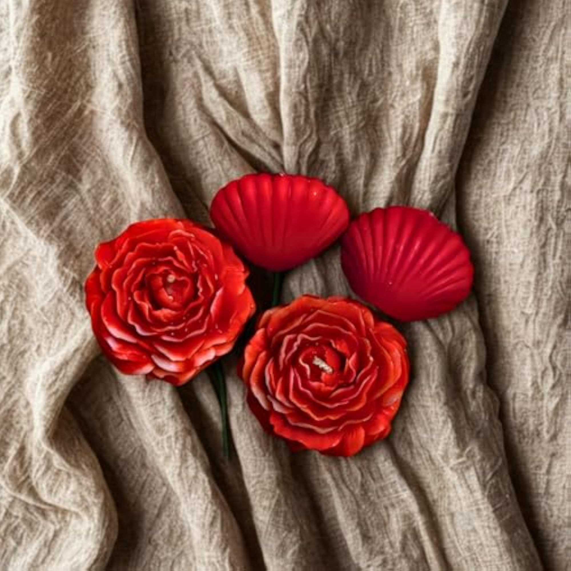 Aegean Red Peony Shell Combo Candle, Decorative Gift