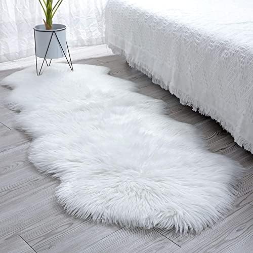 HEQUN Circular Faux Fur Sheepskin Style Rug Faux Fleece Chair Cover Seat Pad Soft Fluffy Shaggy Area Rugs For Bedroom Sofa Floor (Grey, 45 X 45CM)