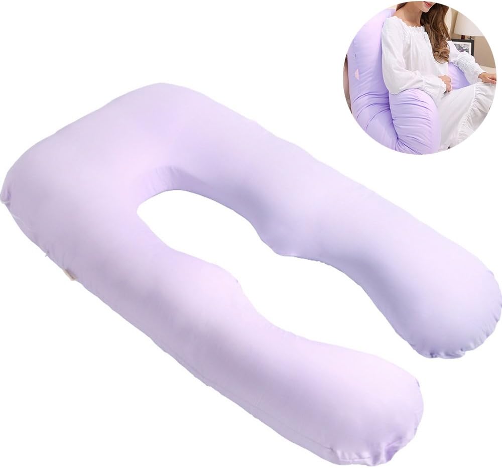 Happyyous U Shaped Full Body Pregnancy Pillow Cases,Maternity Pillowcase Cover,30"X56" with Invisible Zipper,Washed Cotton,Back and Belly Support,Removable Replacement Cover