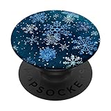 Christmas Winter Ice Light Blue White Snowflake Snow Crystal PopSockets Adhesive PopGrip