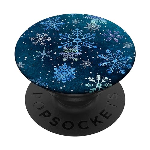 Christmas Winter Ice Light Blue White Snowflake Snow Crystal PopSockets Adhesive PopGrip
