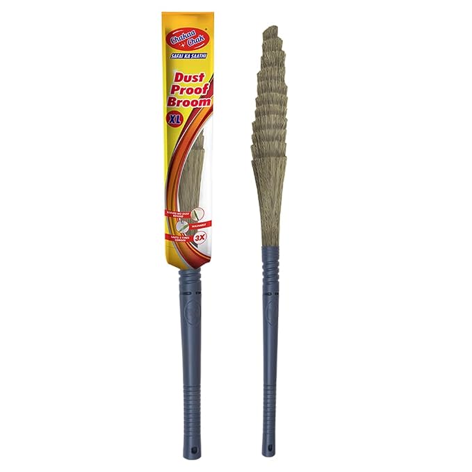 Chakaachak No Dust Broom XL for Floor Cleaning, Broom Stick for Home Floor Cleaning, Jhadu for Home Cleaning, Made of Washable Fibers (Pack of 1)