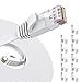 Price comparison product image 30m Cat 6 Ethernet Cable - Fastest Cat6 Flat Ethernet Patch Cables 350Mhz 1GB Internet Cable for Xbox,PS4,PS3,Modem,Router-Compatible with Cat6a/Cat5e/Cat5 Network - Cable Clips Included-WHITE