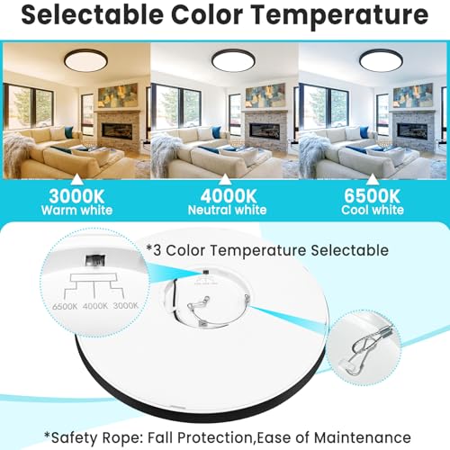 Image of libtit 16Inch Flush Mount LED Ceiling Light Fixture, 3000K 4000K 6500K Adjustable, 36W 3600lm Rubbed Bronze Satin Round Ceiling Lamp for Bathroom Shower Hallway Kitchen, 2 Pack
